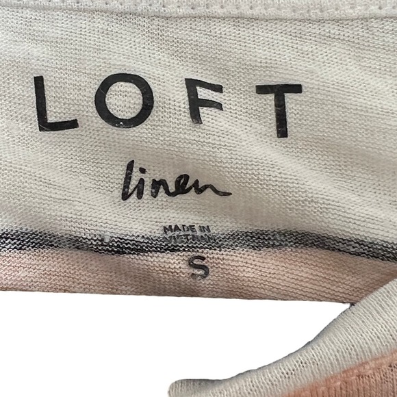 Loft Linen Tie Front Striped Short Sleeve - Picture 3 of 4